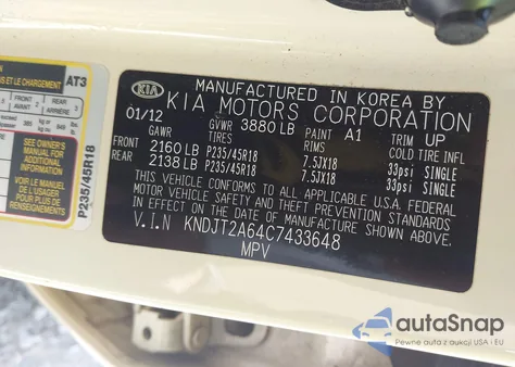 2012 Kia Soul ! from USA, damaged, VIN KNDJT2A64C7433648